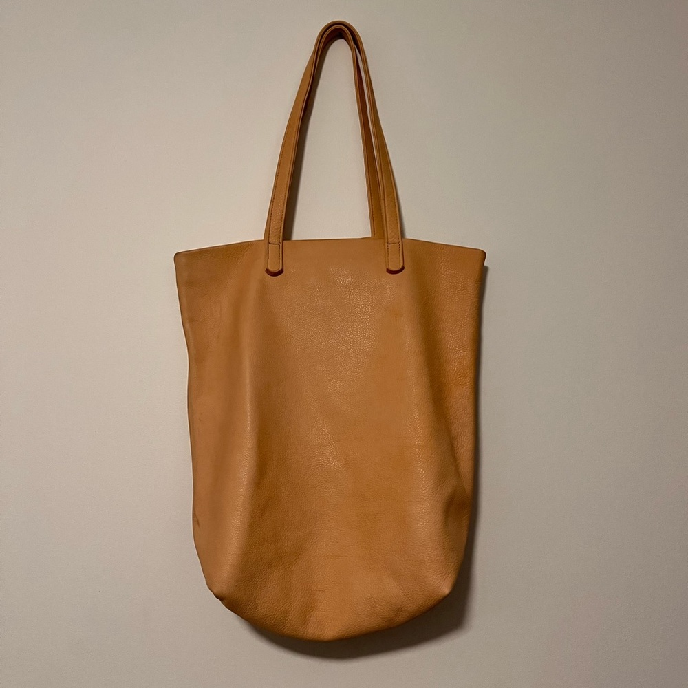 BAGGU PEACH LEATHER TOTE